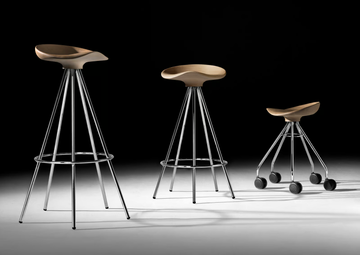 JAMAICA - Low trestle-based wooden stool with castors by BD Barcelona Design - view 3